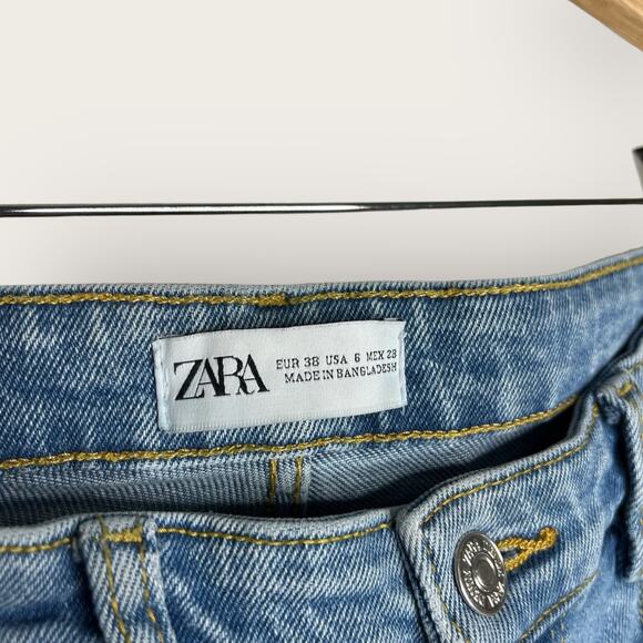 Zara Distressed High Rise Skinny Jeans | Size 6 | Medium Wash Denim Normcore Y2K - Picture 2 of 4